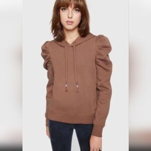 Rebecca Minkoff Brown Puff Sleeve Hoodie